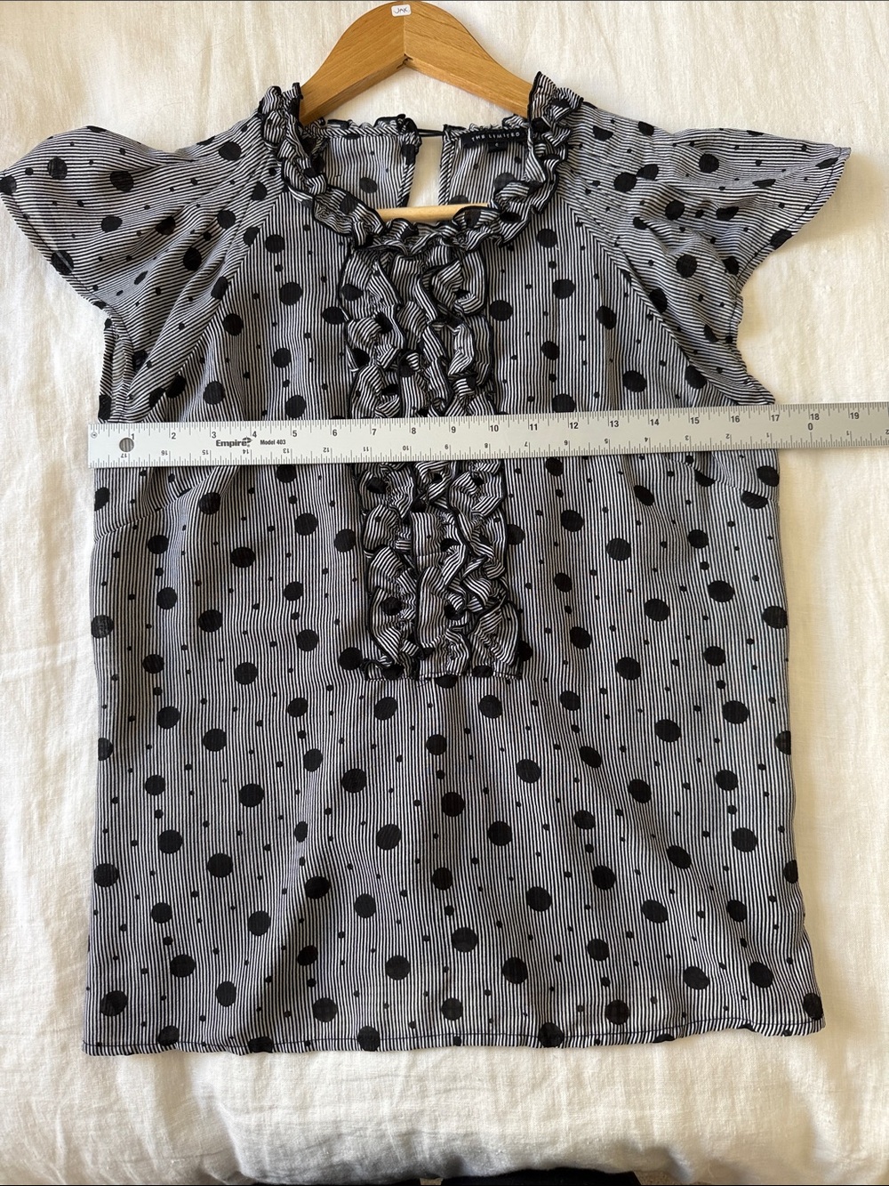 The Limited Black & White Polka Dot Ruffle Blouse Size Small - Picture 8 of 9